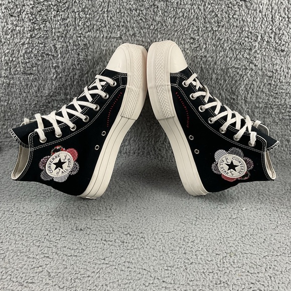 Converse Shoes 10 Chuck Taylor Lift Hi Crafted Patchwork All Star Flower‎ Patch - Picture 8 of 16